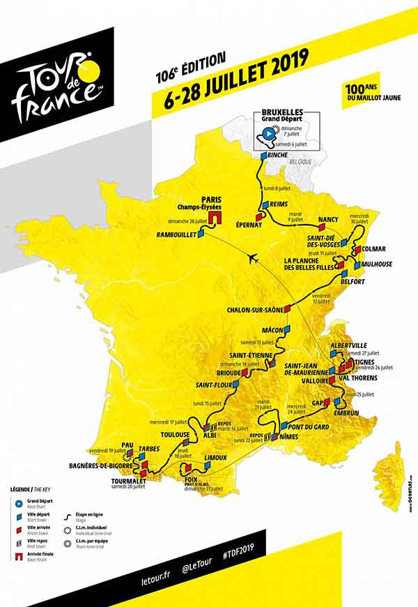 Le parcours officiel du Tour de France 2019 Le parcours officiel du Tour de France 2019